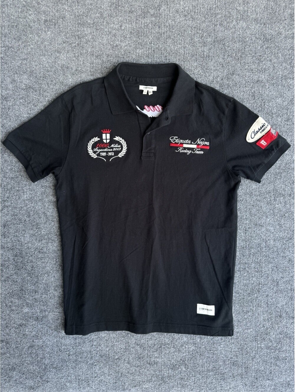 Etiqueta Negra Racing Team Classic Cars Mens L Polo Shirt Cotton Short Sleeve